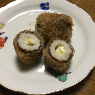 ちくわチーズの豚肉シソ揚げ